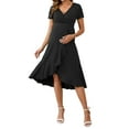thumbnail image 2 of INSPIRE CHIC MARI GABRIEL Women's Maternity Wrap Dress V Neck Ruffle Hem Semi Formal Photoshoot Party Cocktail Pregnant Dresses Black L, 2 of 6