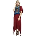 thumbnail image 6 of Bimba Women's Maroon Asymmetrical Hem Maxi Dress With Scarf Summer Dresses-8, 6 of 9