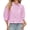Pink, variant on Three Quarter Sleeve Solid Color Women Ruffle Blouse Button Down Crop Tops