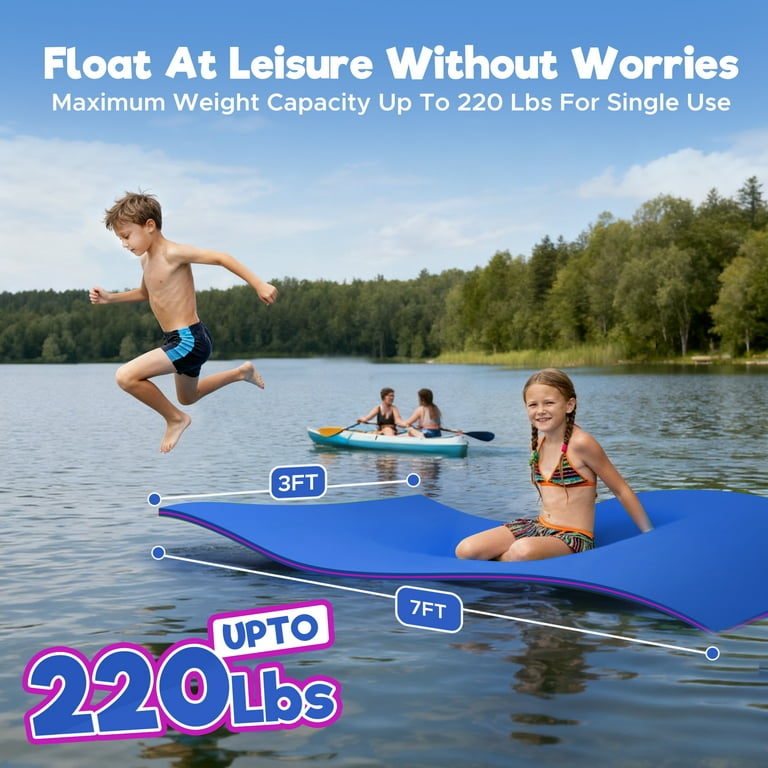 FUNTOK Floating Water Pad, 7'x3' 3-Layer XPE Foam Lily Pad