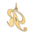 thumbnail image 4 of FJC Finejewelers 14 kt Yellow Gold Medium Fancy Script Letter R Initial Charm, 4 of 6