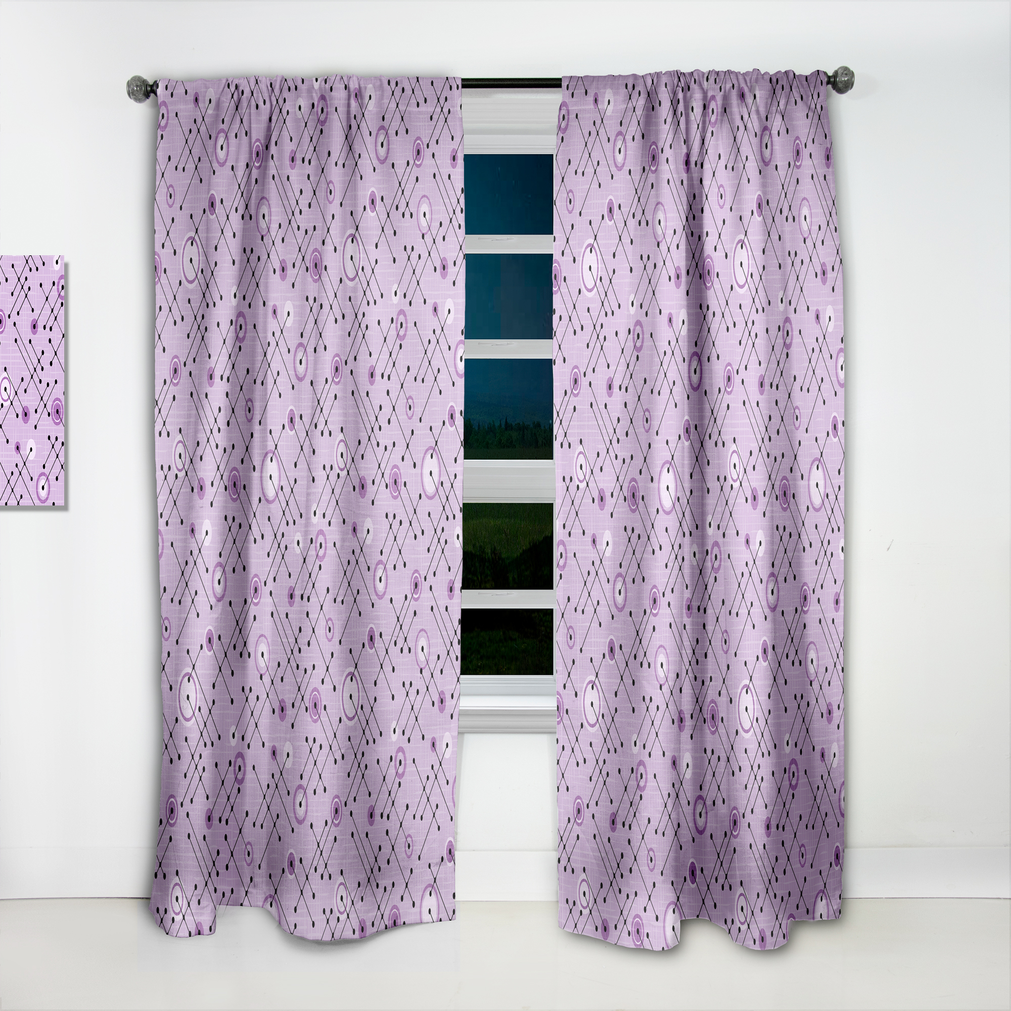 Designart '1950 Retro Pattern Shapes III' Mid-Century Modern Curtain Panel