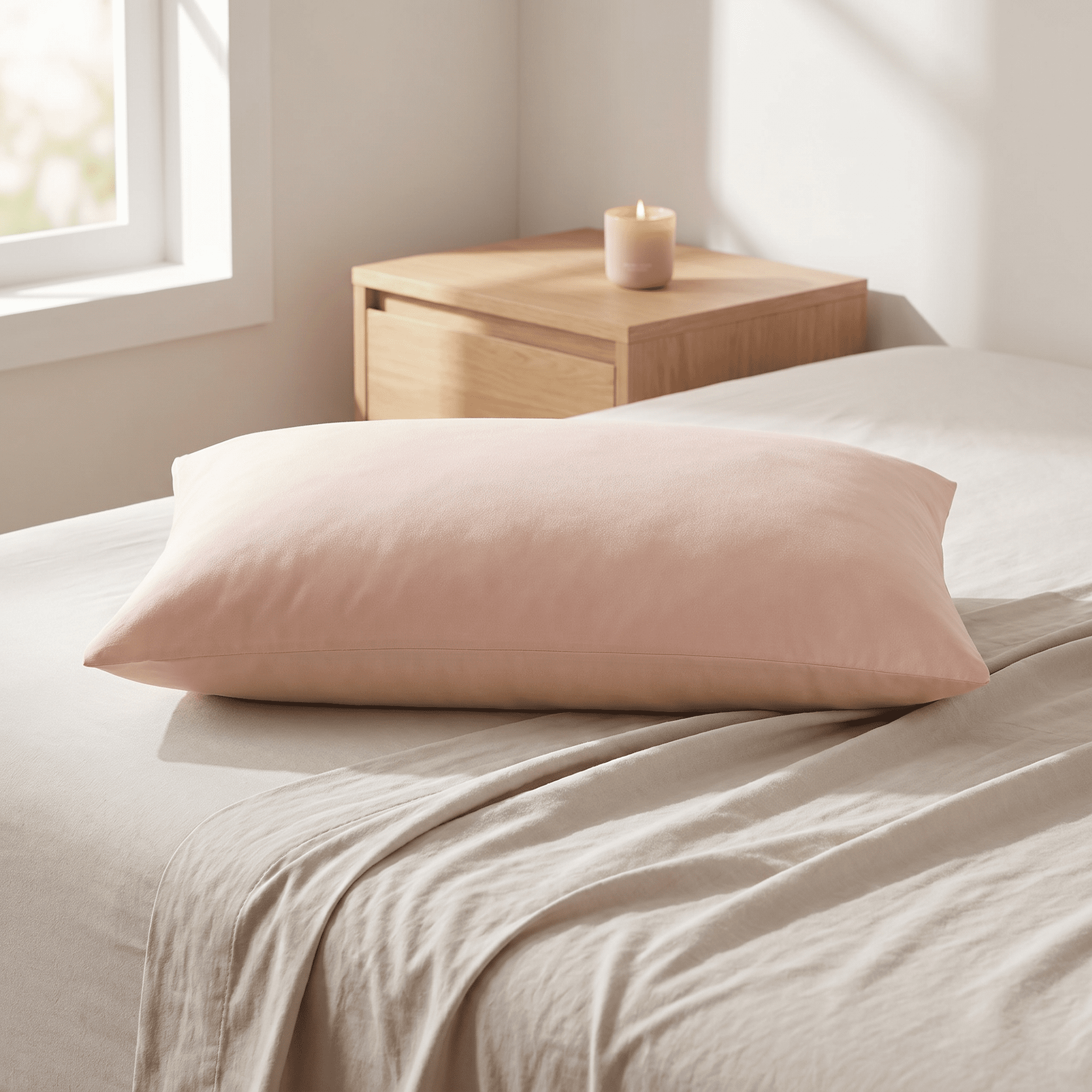 Unique Bargains 2 Pcs Cotton Pillowcase Envelope Closure Wrinkle Resistant Pale pink