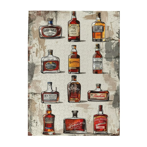 500 PCS Vintage wine bottle illustration - 500 PCS Wooden Puzzle for Adults,Enjoy the puzzle solving process,Unique Artwork for Adults,Great for Relaxation and Display for Puzzle Enthusiast