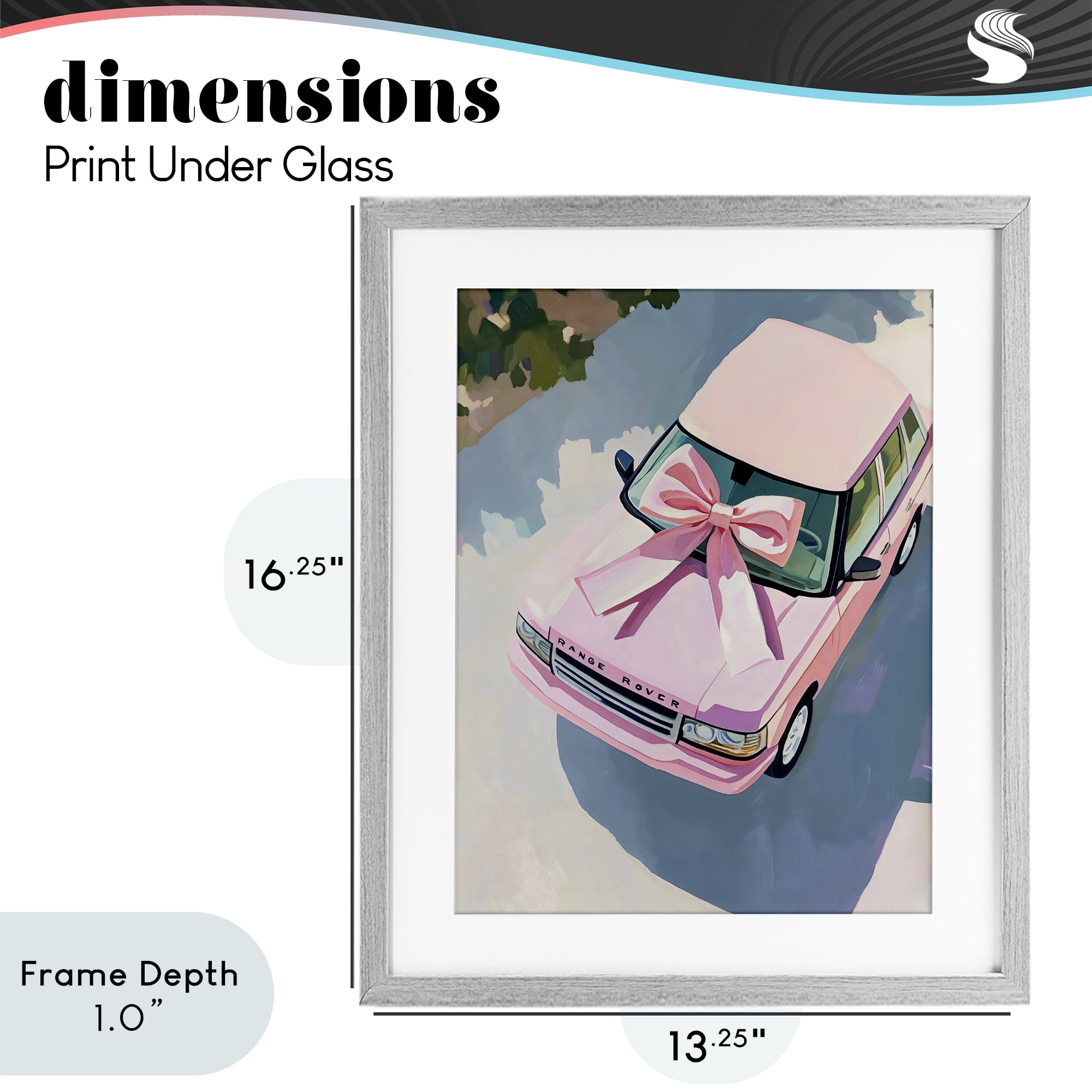 Stupell Industries Pink Luxury Rover with Ribbon Gray Framed Print Under Glass, design by The Prints Vibe