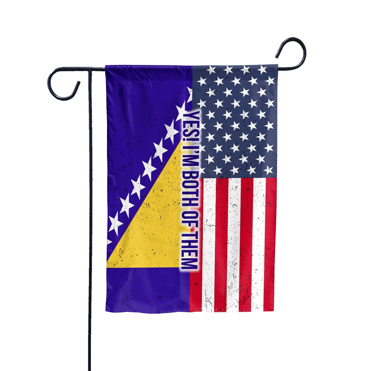 American Half Bosnia And Herzegovina Flag Bosnian Friendship U.S.A My Home My Blood House Flag, Double-Sided Decorative Outdoor Flag, Patriotic Polyester Yard Flag 29.5 x 39.5 in