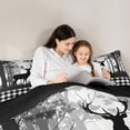 thumbnail image 5 of Manfei Wild Deer Moose Queen Comforter Set, Jungle Animal Wildlife Bedding Sets, Black White Grid Check Bedding Comforter Set, Microfiber Bedroom Decor, 3-Piece Reversible, 5 of 8