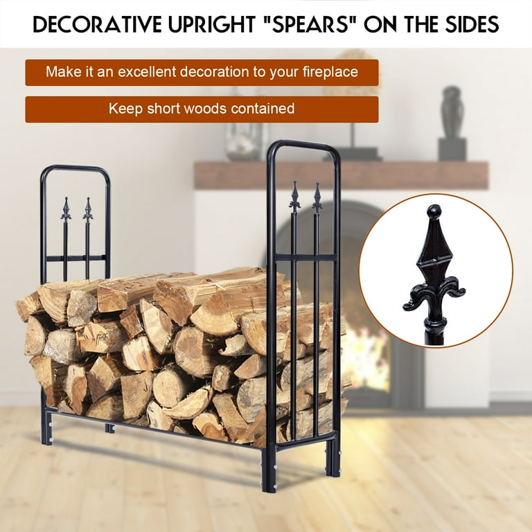 Costway tubular steel log hoop firewood storage rack holder round display new arrivals
