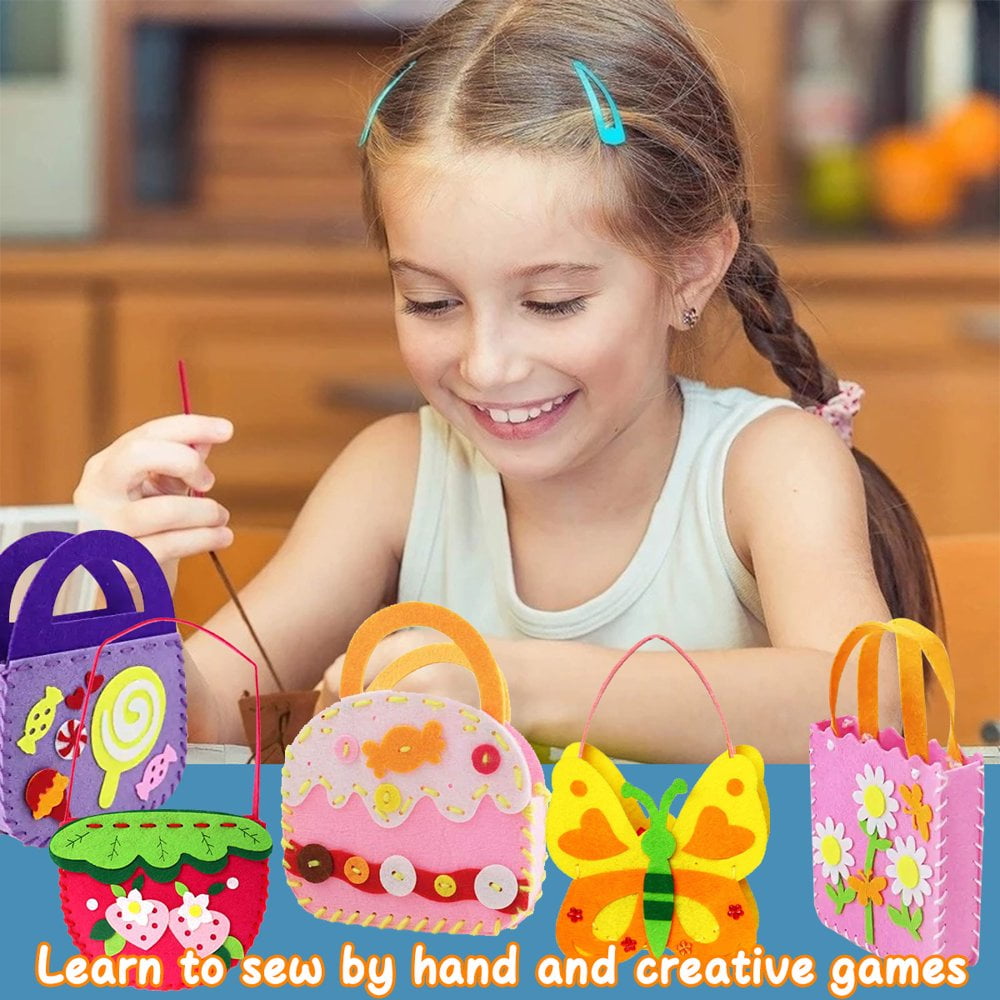 Kit Couture Enfant 5 Motifs Feutre – Pour Filles 3-12 Ans, Aiguilles Sécurisées, Fils, Diamants – Stimule Créativité Et Motricité Fine