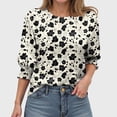 thumbnail image 4 of GEWSEY Blouses for Women Dressy Casual 3/4 Length Sleeve Womens Tops with Smocked (Black, XL), 4 of 7