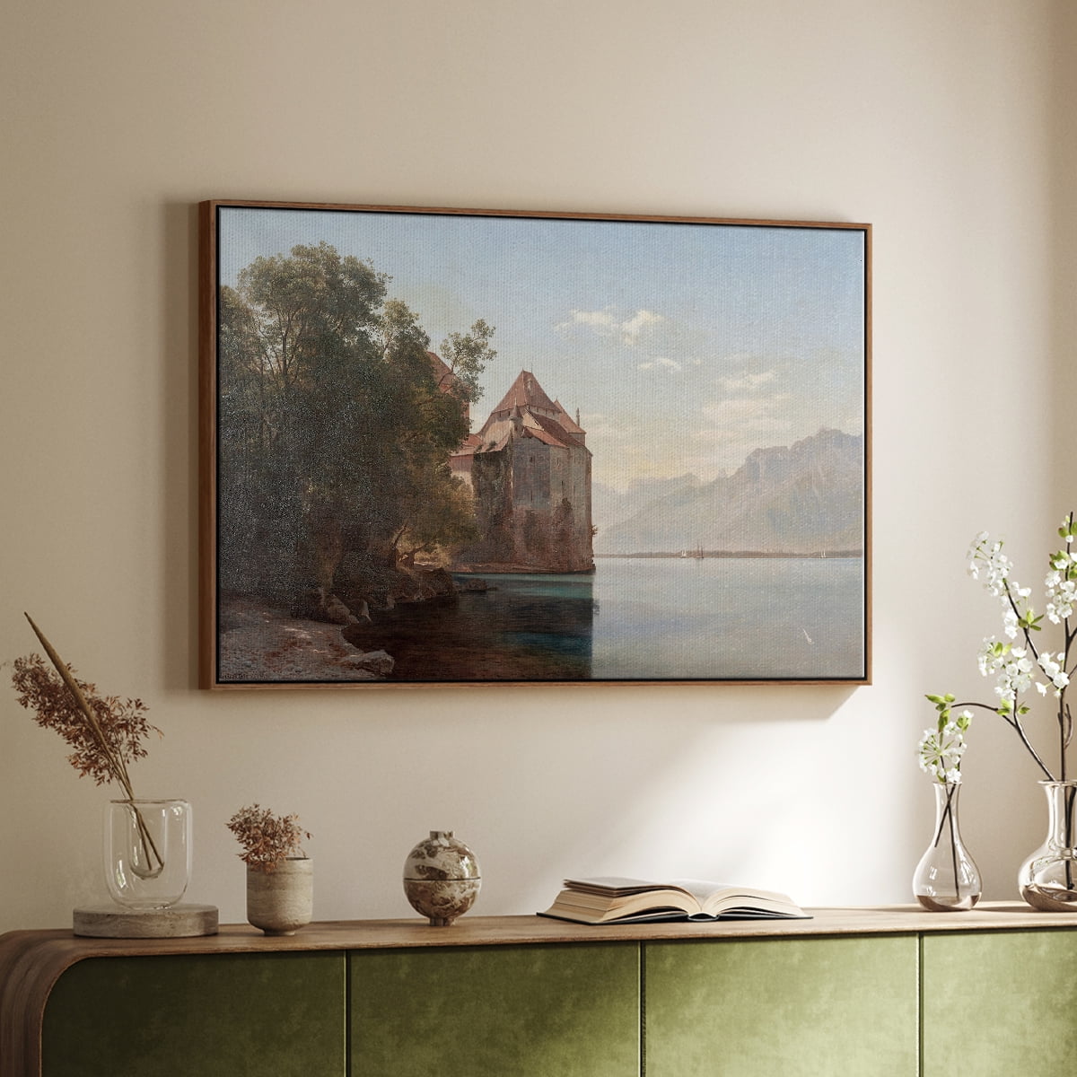 Vintage Landscape-CCCL By Wexford Home Framed in Walnut Wood Gallery Wrapped Canvas 17 in. x 25 in.