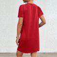thumbnail image 5 of ClodeEU Womens Summer Round Neck Shorts Sleeve Loose Mini Dress,Casual Tunic Dress With Pockets Red,Womens Plus XL, 5 of 7