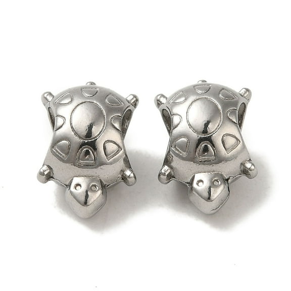 20pc Non-Tarnish 304 Stainless Steel European Beads Large Hole Beads Tortoise Stainless Steel Color 12x8x7.5mm Hole: 4.5mm