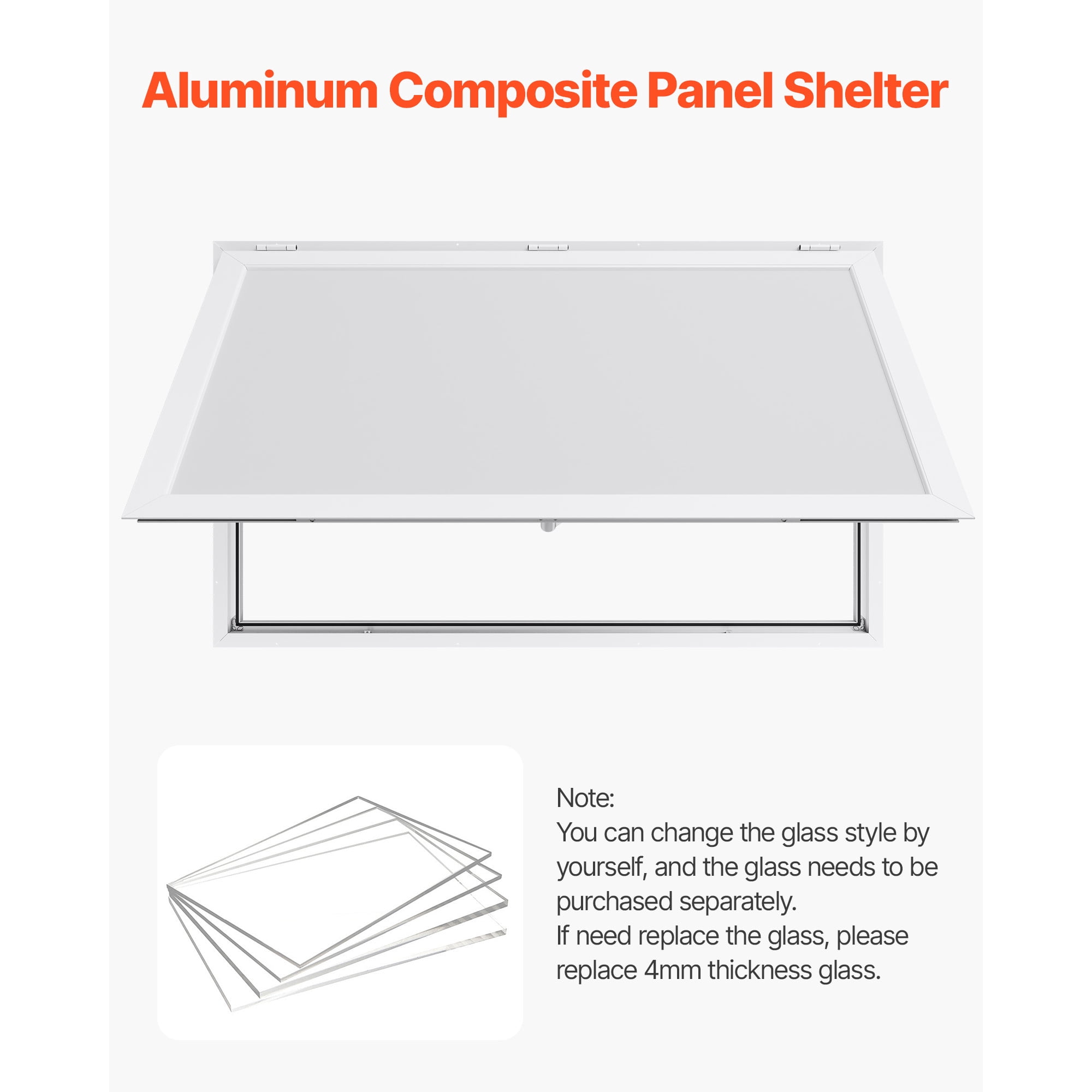KFFKFF Concession Window 60x36 in, Aluminum Alloy Frame Service Window for Food Trucks, 85-Degree Opening Serving Window with Awning Door and Drag Hook, Water-Resistant Design for Trailers