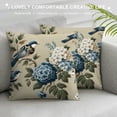 thumbnail image 3 of COMIO  Floral Pillow Cover Spring Plant Flowers Hydrangea Hibiscus Iris Bird Leaf Throw Pillow Case Square Cushion Decorative Cover for Sofa Bed Blue Green, 3 of 5