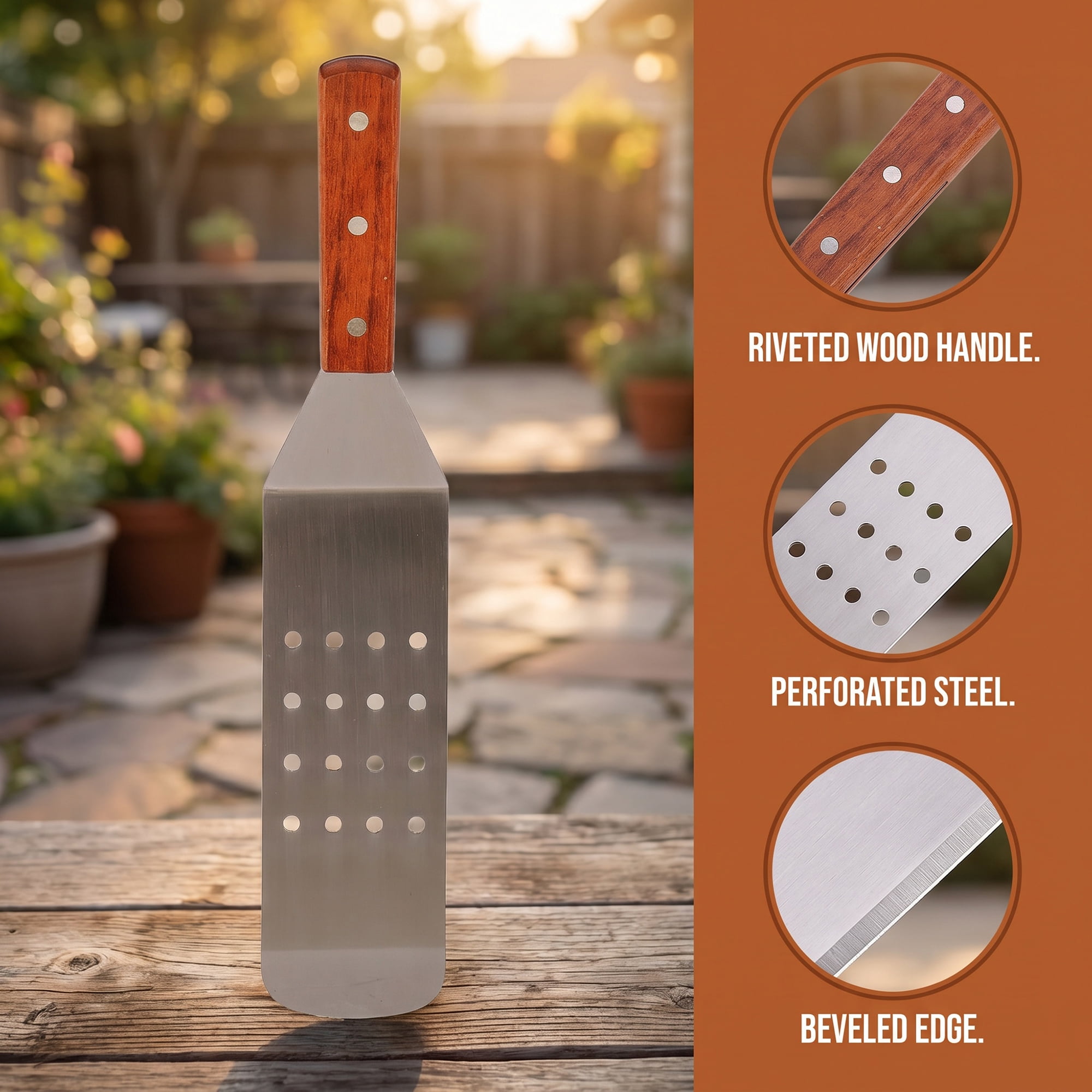 Unique Bargains Kitchen Utensils Spatula for Flipping and Frying Silver 14.4x2.8 inch