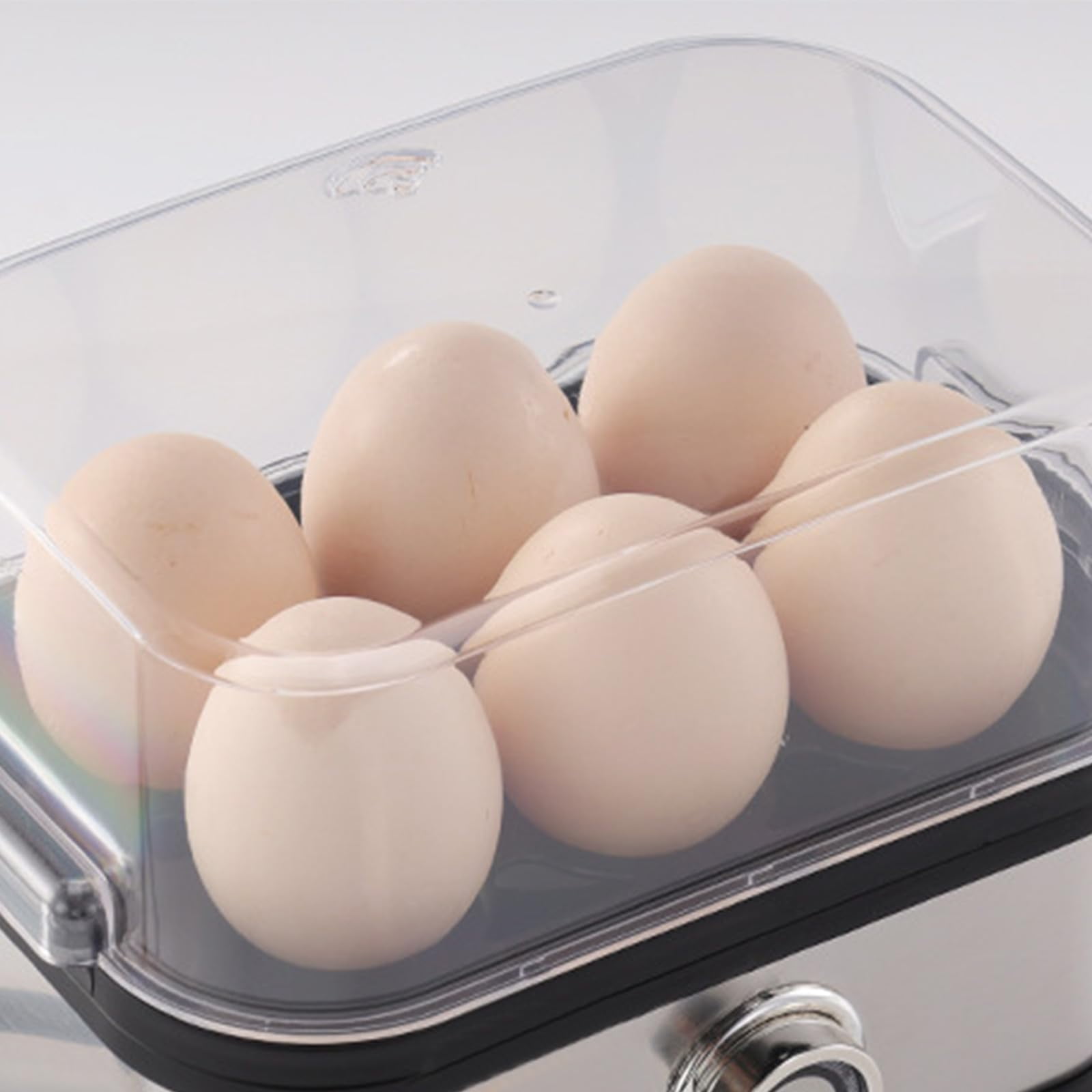 Smart Automatic Egg Cooker, Auto Shut-Off & 6 Egg Capacity for Hard/Medium/Soft Boiled, Multi-Function Knob Control, Electric Rapid Cooker