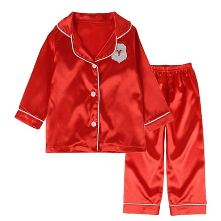 

URMAGIC 2-10T Child Girl Boy Long Sleeve Santa Graphic Chirsitms Pajamas