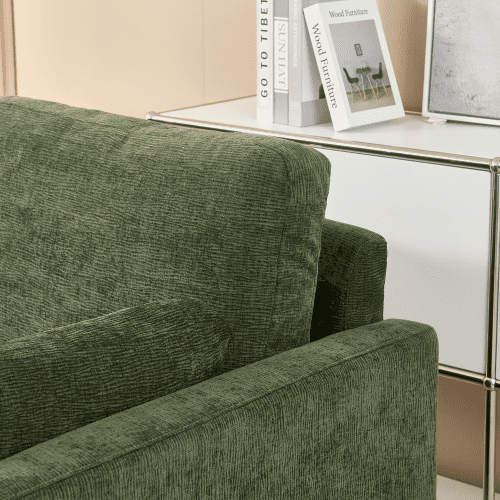 BSHTI 58.66" Small Modern Loveseat Sofa, Mid Century Chenille Fabric 2-Seat Couch Love Seat with Back Cushions, for Living Room, Bedroom and Small Space,Green