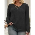 thumbnail image 4 of NISVIYA Winter Womens Plus Size Sweaters Blouses Elegant Long Sleeve Chic V Neck Pullover Black, 4 of 6