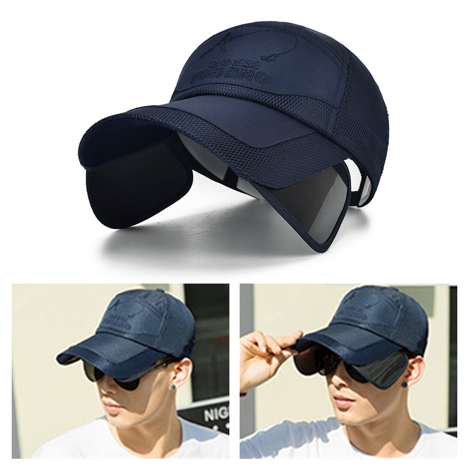 Sun Hat for Men Women, Summer Sports Visor Hats Retractable Brim UPF 50  Outdoor Sun Protection Cap Unisex Mesh Hat Baseball Cap