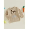 thumbnail image 3 of aturustex Little Boys Girls Easter Cozy Knit Sweaters Top 6M-5T Toddler Baby Long Sleeve Knitted Pullover Round Neck Sweatshirts Bunny Ears Embroidery Cute Casual Comfy Spring Winter Clothes, 3 of 7