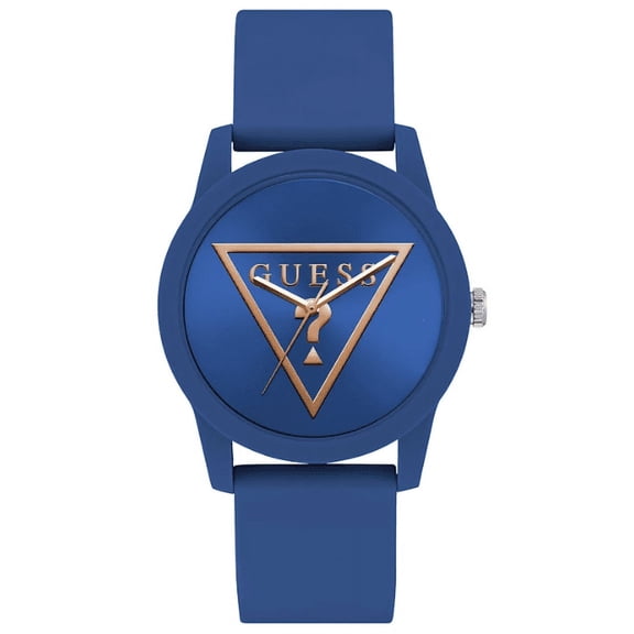 GUESS Gold-Tone and Navy Silicone Analog Watch U1336L5