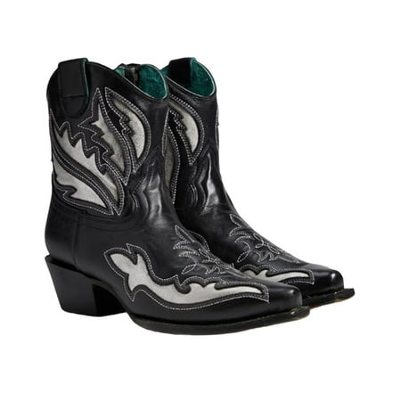 

Corral Women s Inlay And Embroidered Booties Snip Toe Black 10 M US