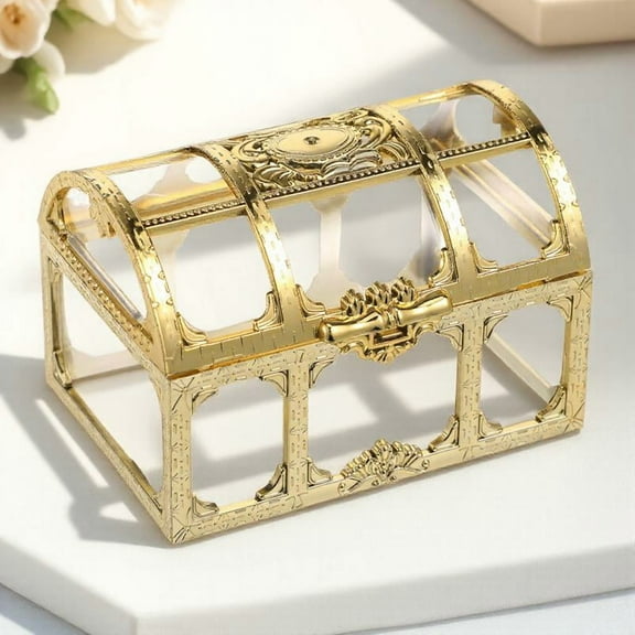 LEDMOMO Transparent Assorted Color Plastic Treasure Chest Box for Jewelry and Keepsake Storage