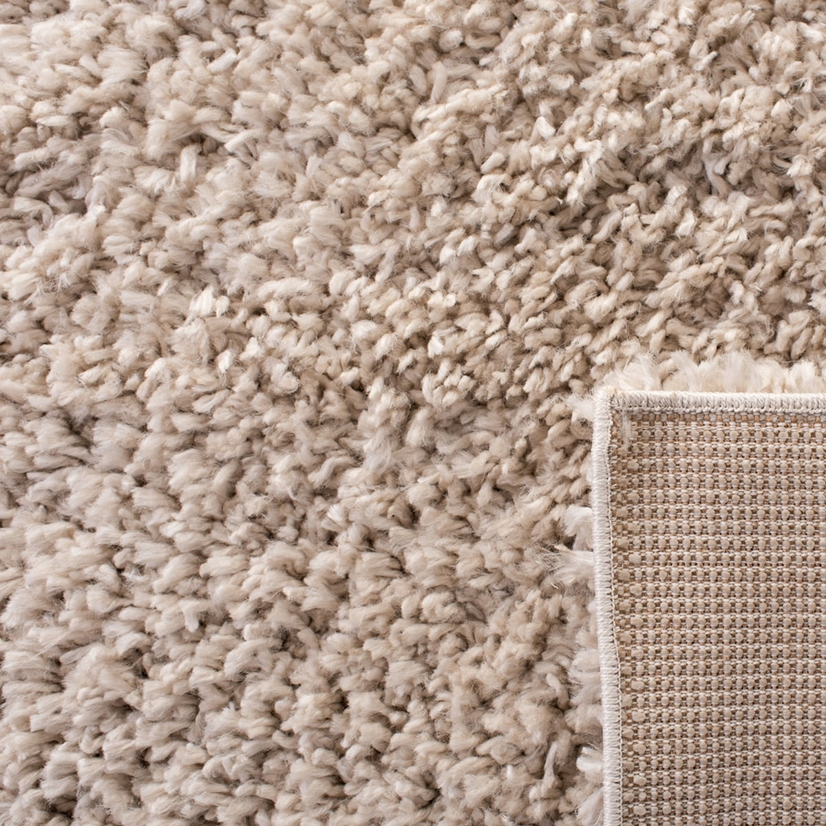 SAFAVIEH August Sophia Solid Plush Shag Area Rug, Beige, 9' x 12'
