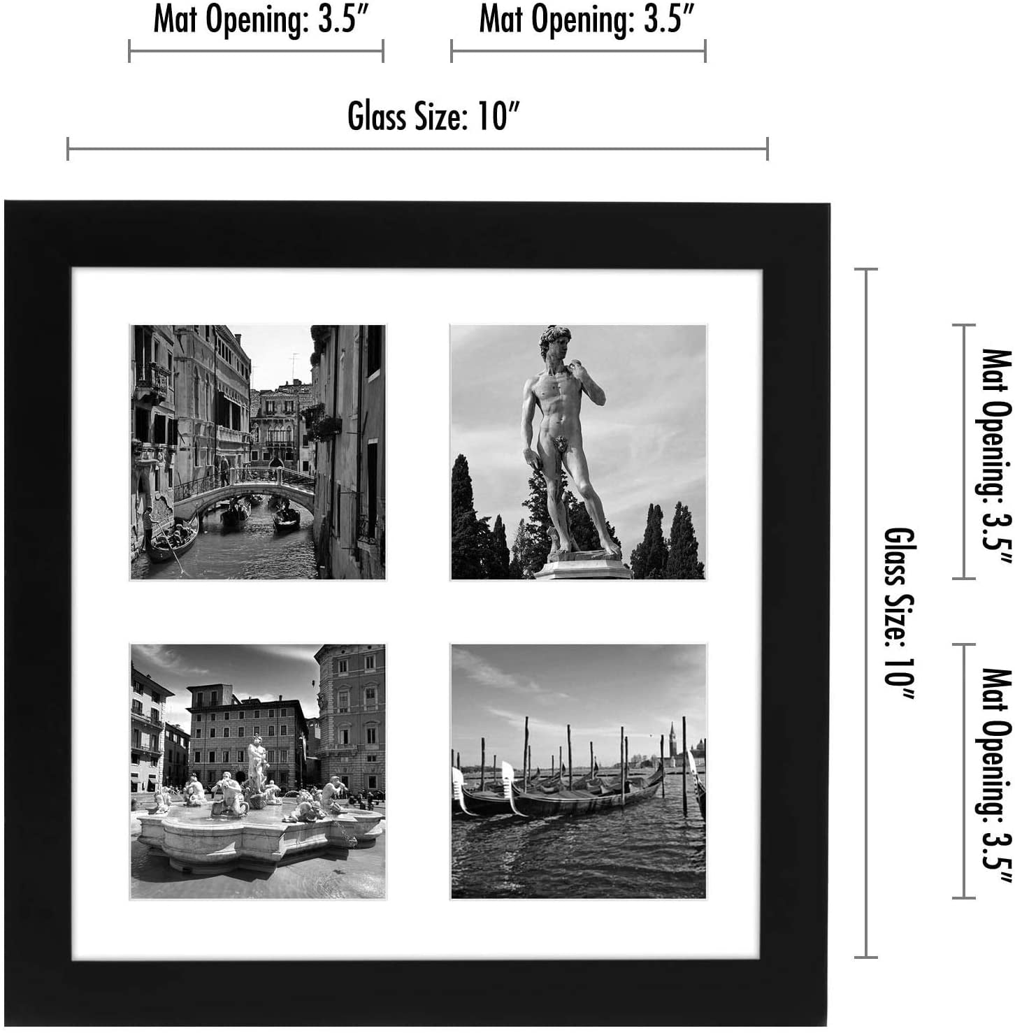 Americanflat 10x10 Collage Picture Frame with Glass photos sized inches memories sturdy built design white - Black