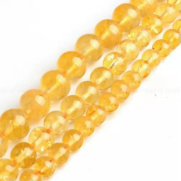 K-KED 6/8/10/12mm Genuine Natural Yellow Citrine Crystal Round Loose Beads 15'' AAA-8 mm