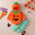 thumbnail image 3 of gcong Toddler Kids Halloween Bodysuits Pumpkin Outfit Set with Hat, 3 of 7
