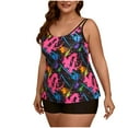 thumbnail image 2 of ZHUGeLI Womens Plus Size Swimsuit Tankini Set Two Piece Bathing Suit 2024 Summer Straps Swim Tank Top with Tummy Control Boy Shorts, 2 of 8