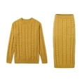 thumbnail image 3 of Women's Winter Chunky Cable Knit Long Skirt 2 Piece Outfit Sweater Sets Yellow XL, 3 of 10