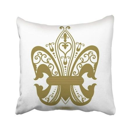 - ARTJIA Iron Ornate Fleur De Lis Heart Royalty Armor French Border Flourish Vintage Pillowcase Throw Pillow Cover Case 18x18 inches