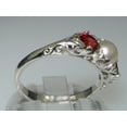 thumbnail image 4 of LBG British Made Luxury 925 Solid Sterling Silver Natural Garnet and Cultured Pearl Trilogy Ring, 4 of 7