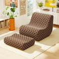 thumbnail image 2 of Costway Bean Bag Chair with Ottoman High Elasticity Sponge Non-slip Bottom & Velvet Cover Brown, 2 of 10