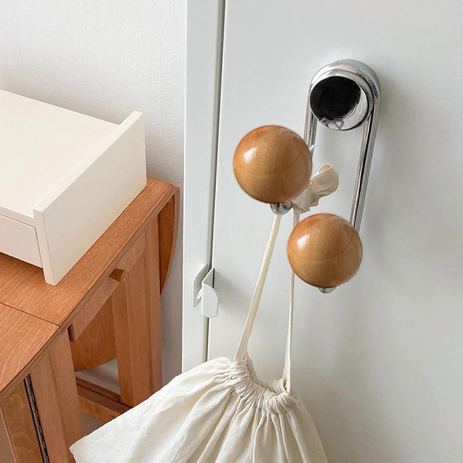 HOZVOMI Magnetic Wood Ball Hooks No Drill Strong Magnet Hanger for Refrigerators Cabinets and Doors