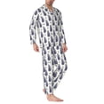 thumbnail image 2 of Honeii Blue Leaves Pattern Mens Pajamas Set,2pcs Men's Lounge Long Sleeve Sleep Shirt and Pajama Bottoms Sleepwear Set,Mens Pjs Sets-Small, 2 of 7