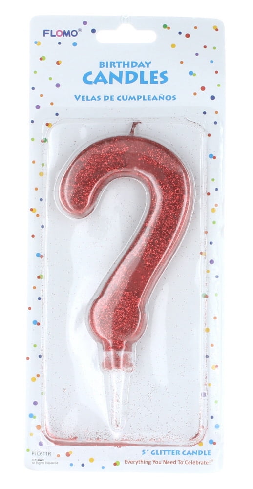large glitter question mark happy birthday candle cake topper 5