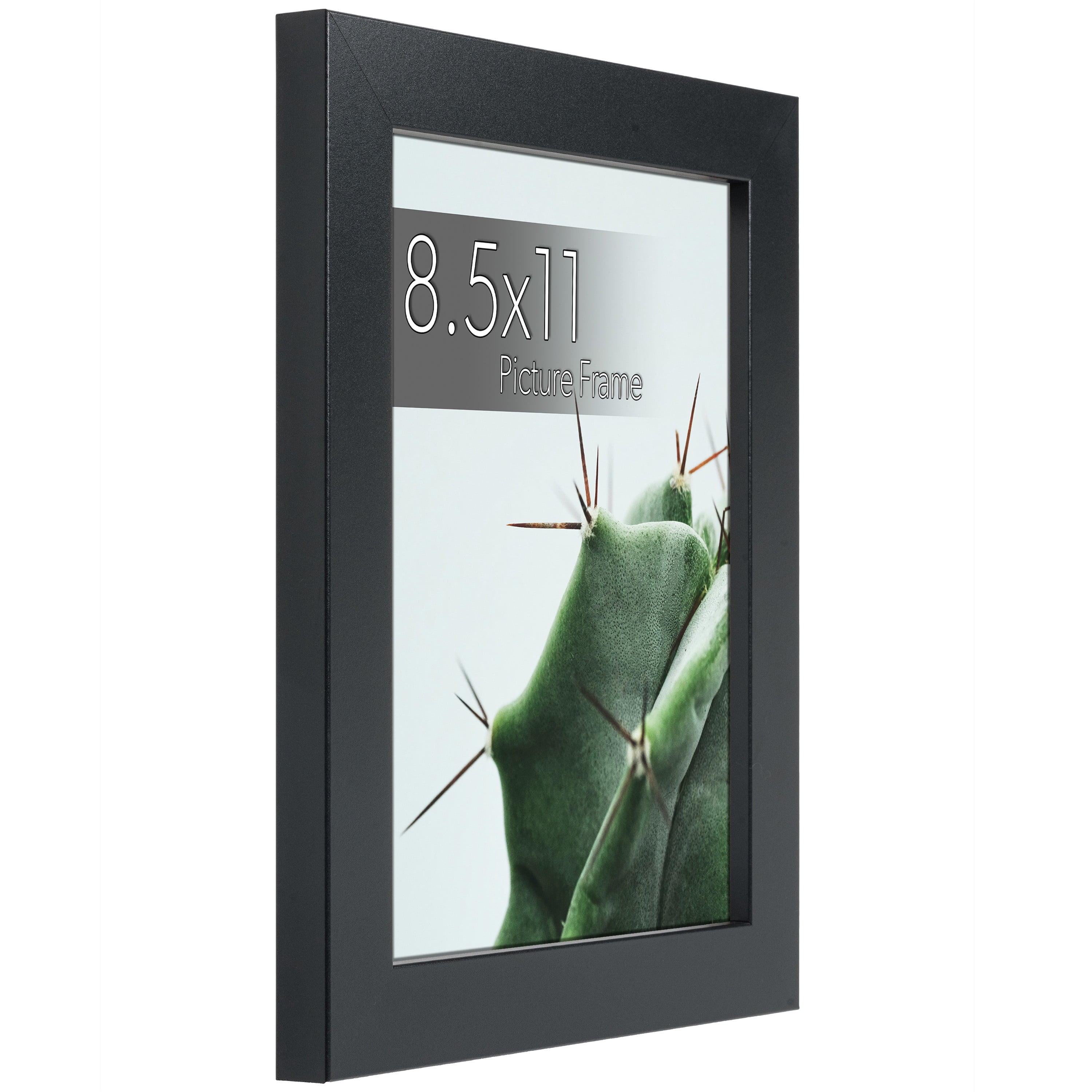 8.5x11 Picture Frame with Easel for Shelf Décor, Black Frame Displays Vertically or Horizontally, Includes High Clarity Glass, Set of 6