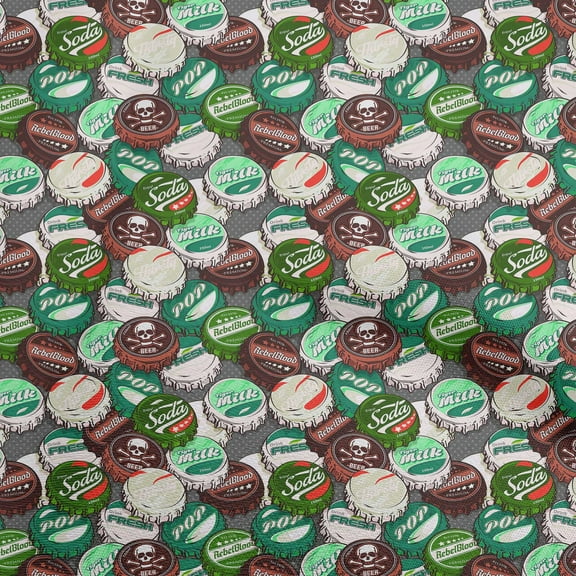 oneOone Georgette Viscose Chocolate Brown Fabric Retro Bottle Soda Cap Diy Clothing Quilting Fabric Print Fabric By Yard 42 Inch Wide-UY