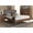 Gray/Walnut, variant on Baxton Studio Ines Mid-Century Modern Dark Grey Fabric Upholstered Walnut Brown Finished Wood Full Size Platform Bed