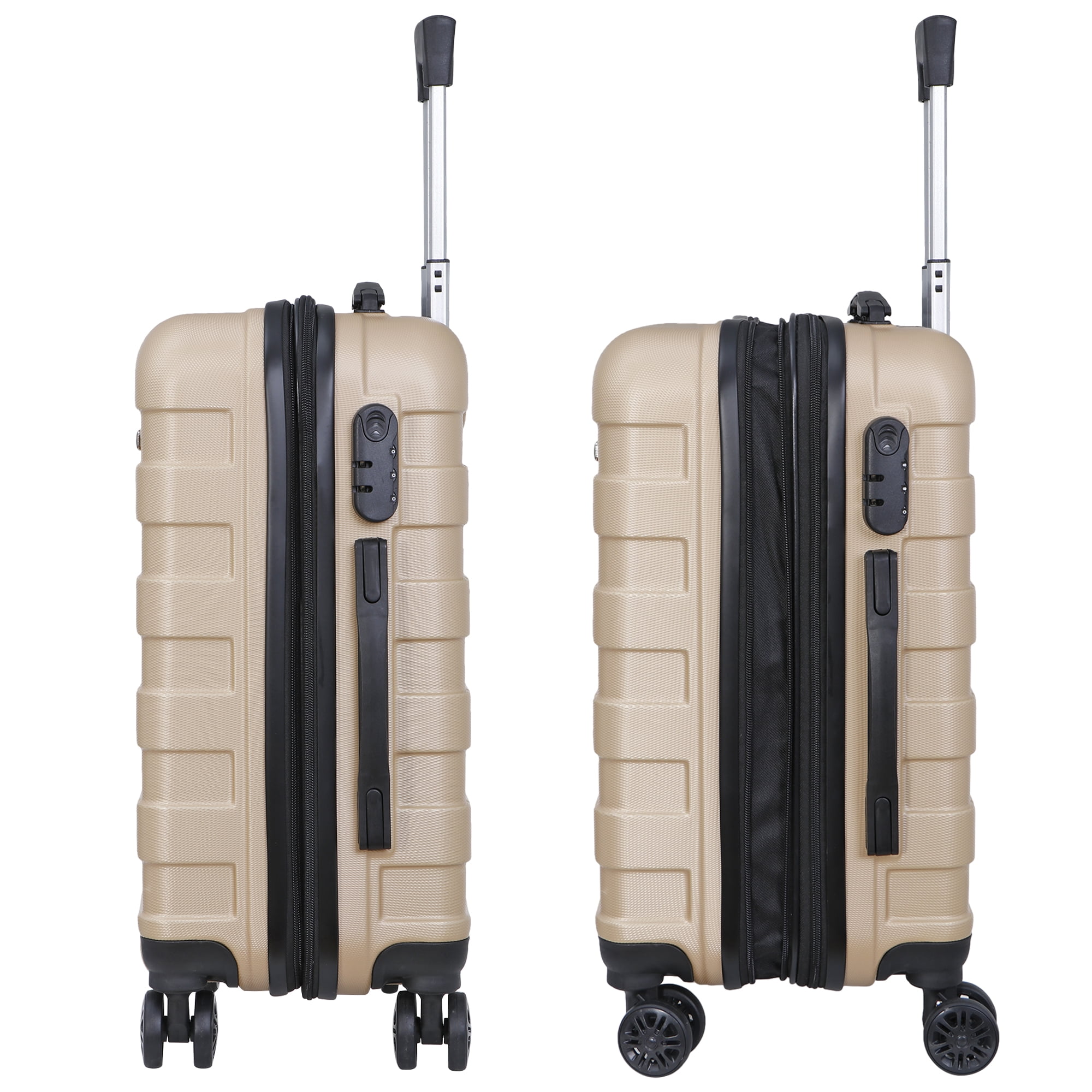 SuperDeal 22 Inch Spinner Carry On Luggage Hardside Suitcase Expandable Travel Bag with Wheels, Champagne