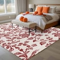 thumbnail image 4 of Pastoral Flowers Washable Area Rug 6 x 9 ft Retro Red Flower Farmhouse Linen Texture , Soft Non Slip Rugs Stain Repellent Indoor Felt Carpet for Living Dining Room Bedroom Home Office, 4 of 9