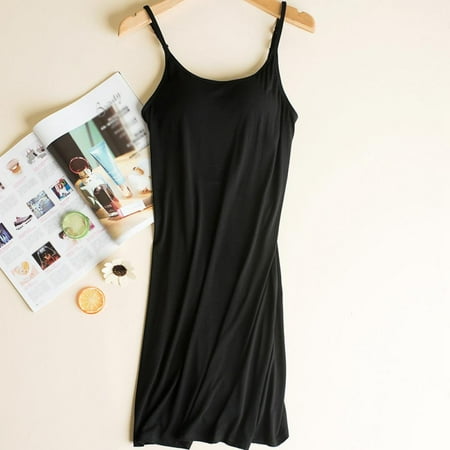 

Womens Nightgowns Solid Color Modal Night Shirts Paded Cami Sleep Dress