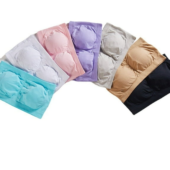 YEyangqi -Strapless Bra for Women, Padded Seamless Bandeau Bra with Support Wire Free Tube Top Non Slip Bralette（7 Pack）