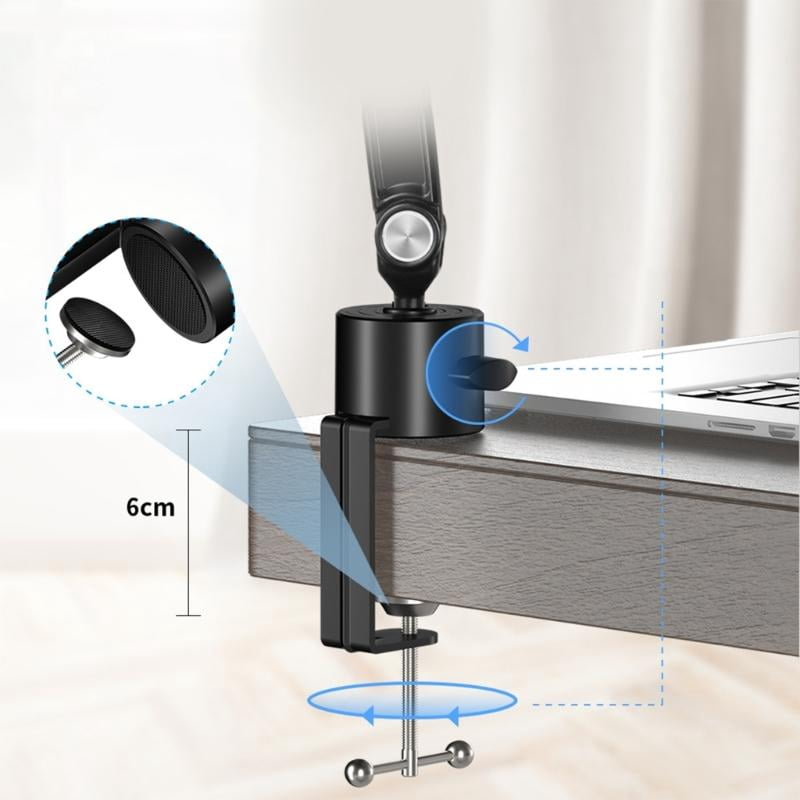 lanema Professional Mic Boom Arm Stand for Desktop with Adjustable Three Section Scissor Arm Designing for Podcasters Streamers