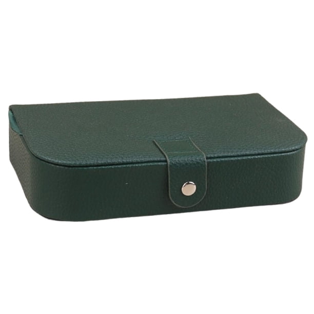 Estuche de almacenamiento de joyas, caja de viaje portátil para collares, anillos y pendientes. Verde